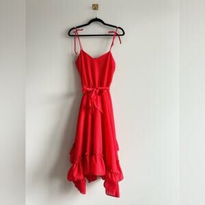 Vintage 80s Frederick’s of Hollywood Red Polka Dot Ruffle Dress Size 11 Pin-Up